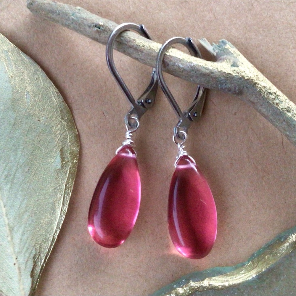 Tourmaline pink tone quartz Silver Earrings Sundance Charm